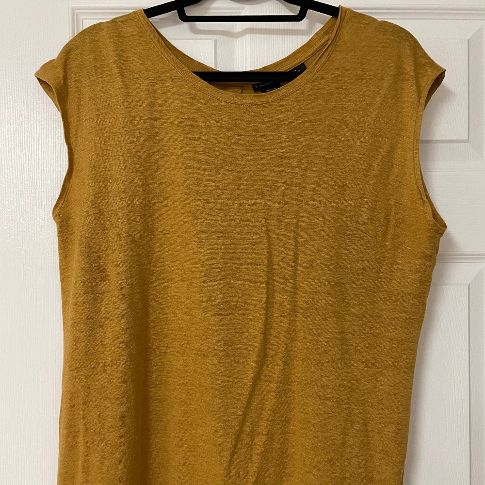 Tahari Mustard Yellow Cap Sleeve Shirt